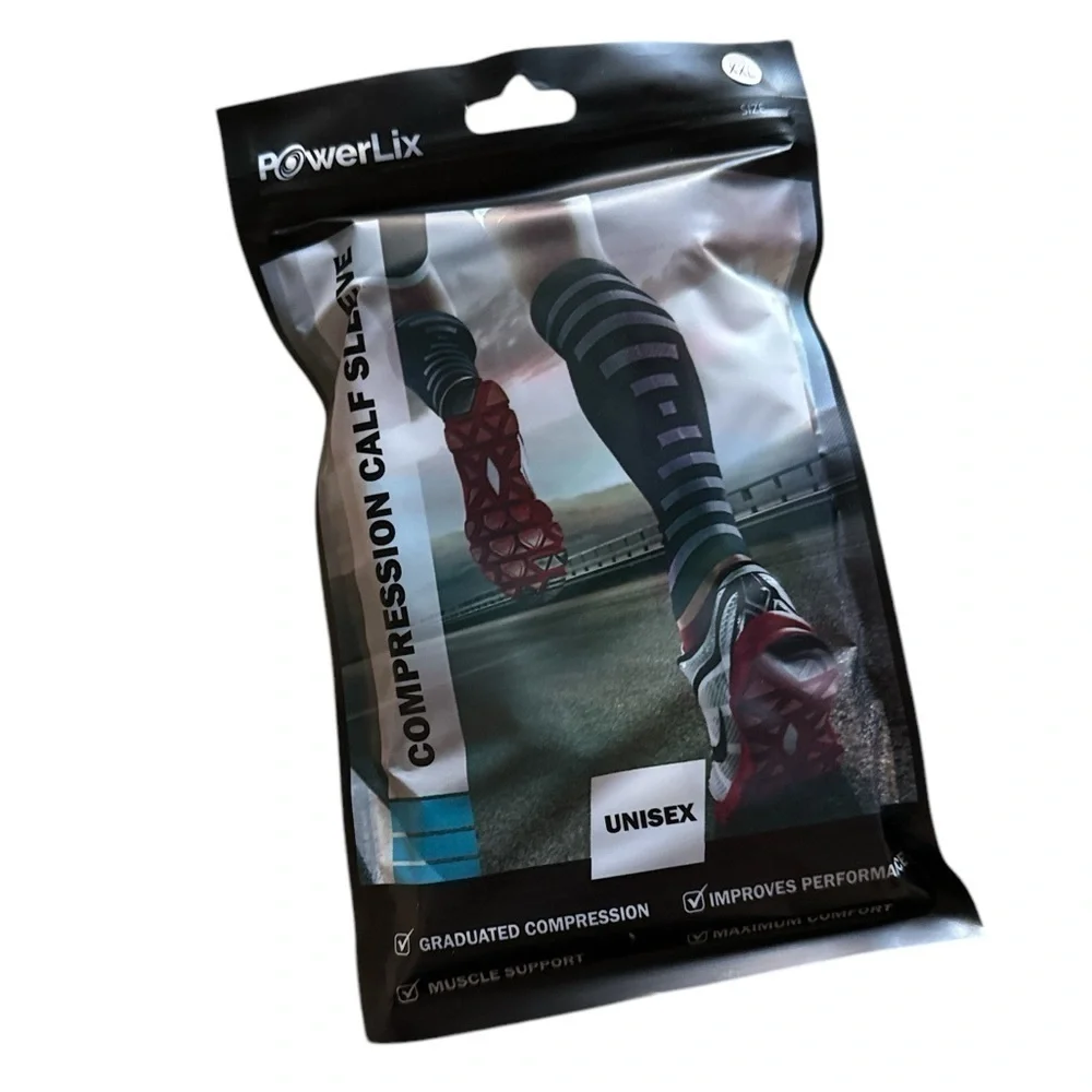 Compression sleeve for calves NEW muscle support calf unisex PowerLix one pair